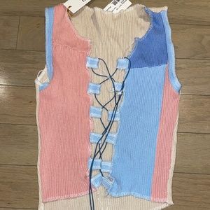 Cropped tie sweater top